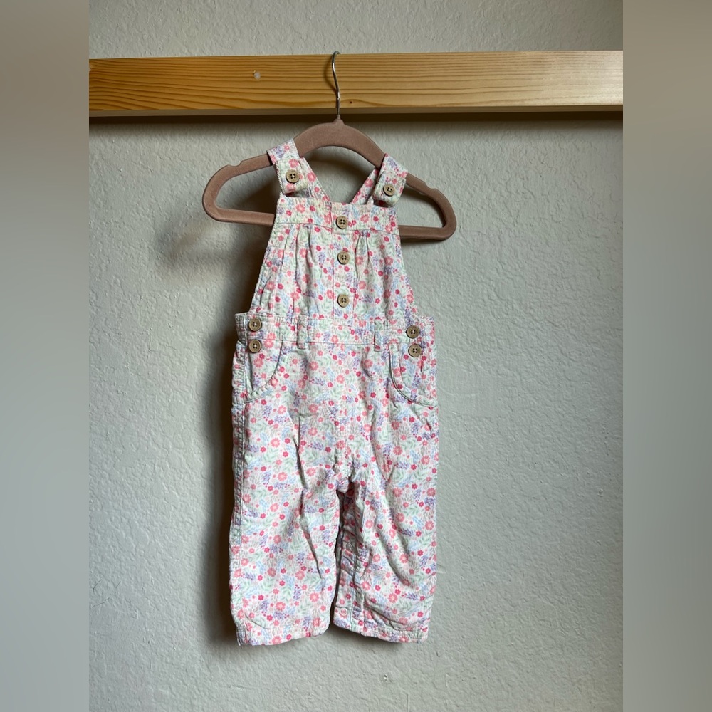George Corduroy Pink Floral Baby Girl Overalls 3-6 Months